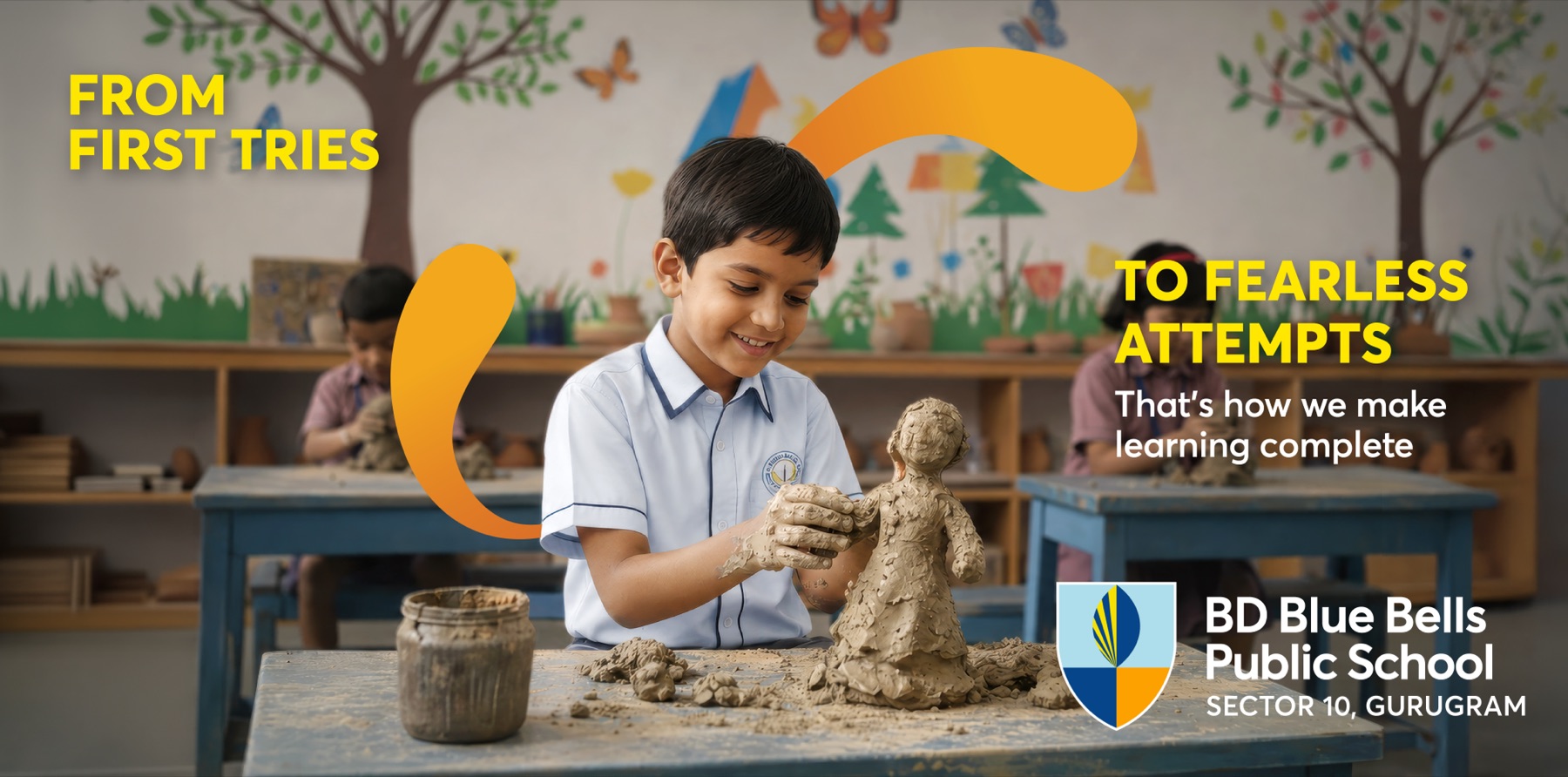 BD Blue Bells Public School hoarding on complete learning