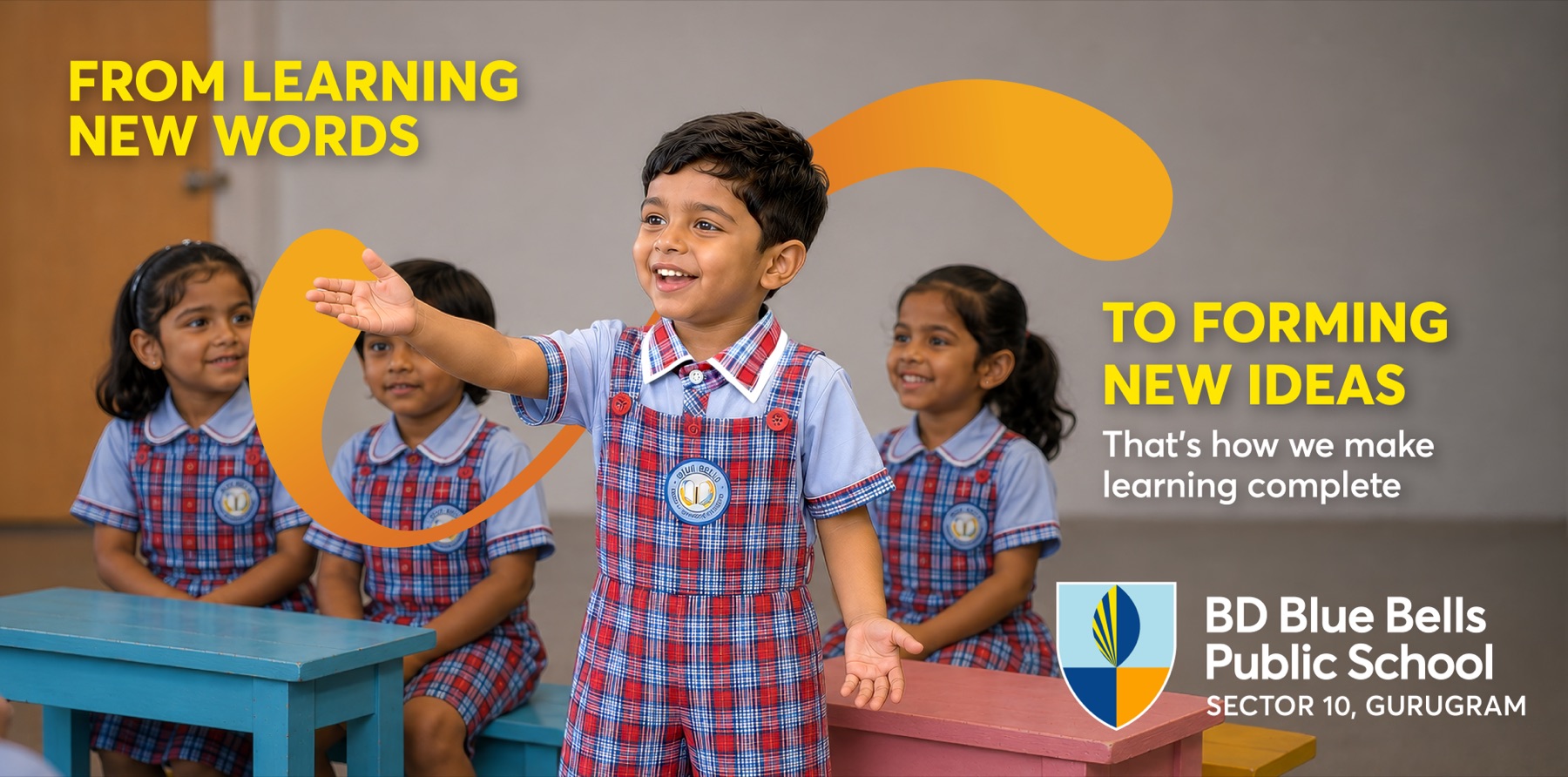 BD Blue Bells Public School hoarding on complete learning
