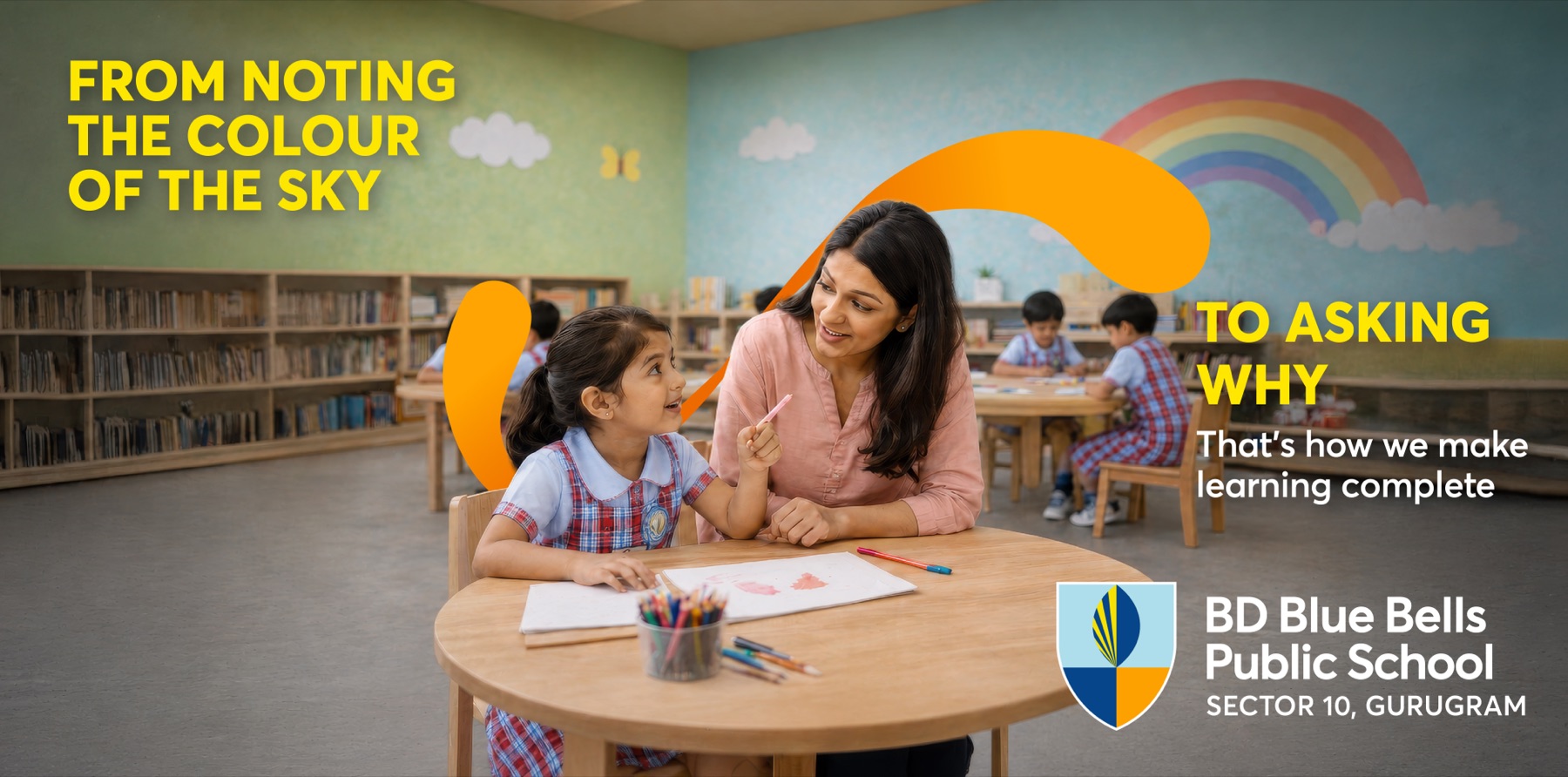BD Blue Bells Public School hoarding: school for complete learning