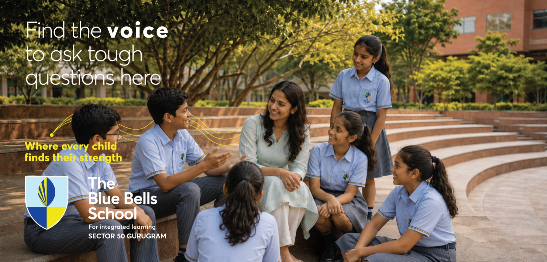 The Blue Bells School hoarding on discovering strengths