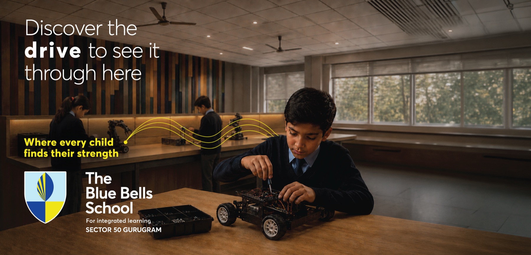 The Blue Bells School hoarding on discovering strengths