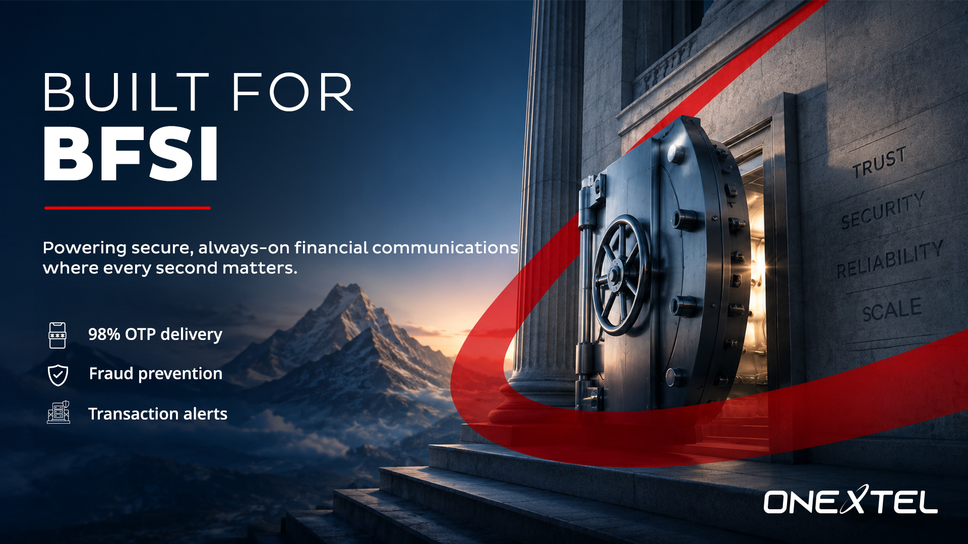 Built for BFSI key visual - secure, always-on financial communication.