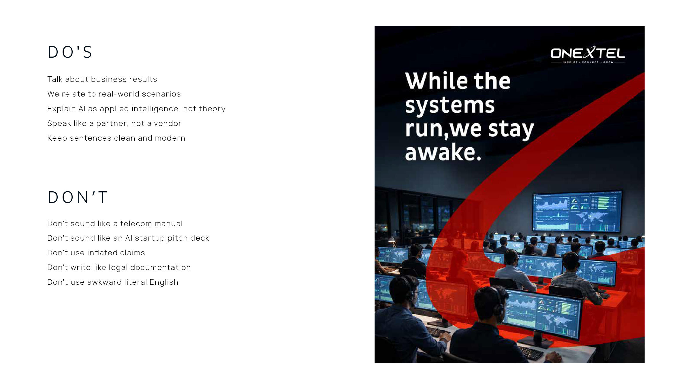 Brand voice - OneXtel visual system (2 of 2).