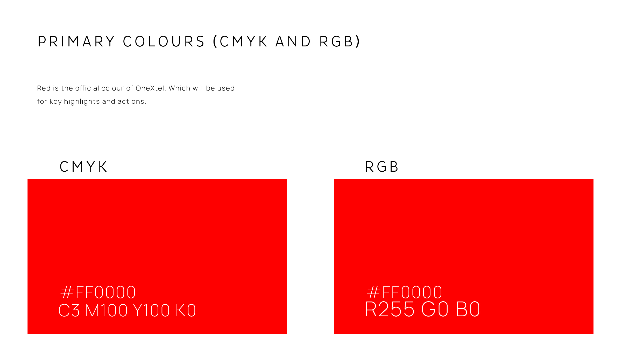 Colour palette - OneXtel visual system (1 of 3).