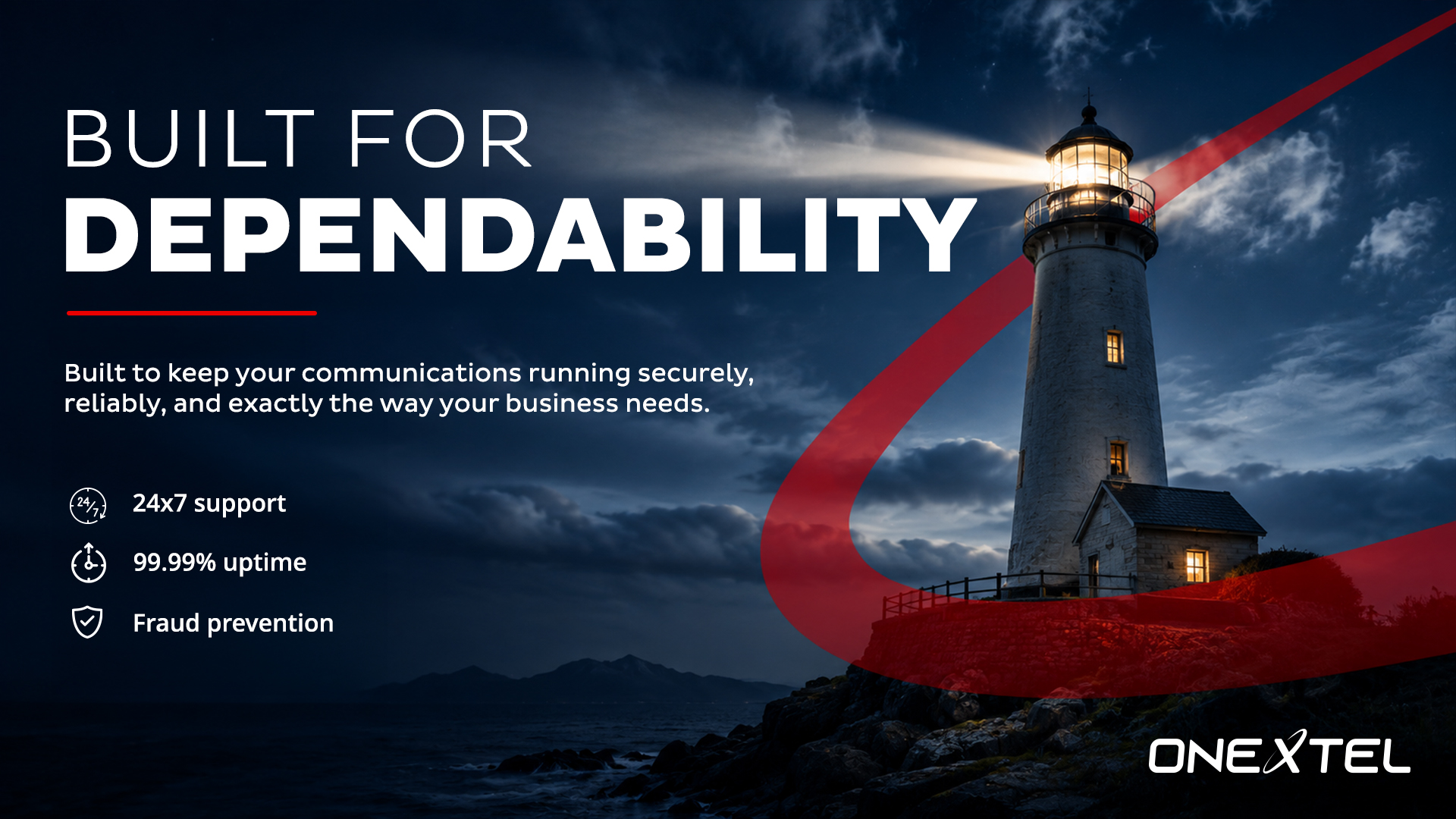Built for Dependability key visual - 24x7 support and 99.99% uptime.
