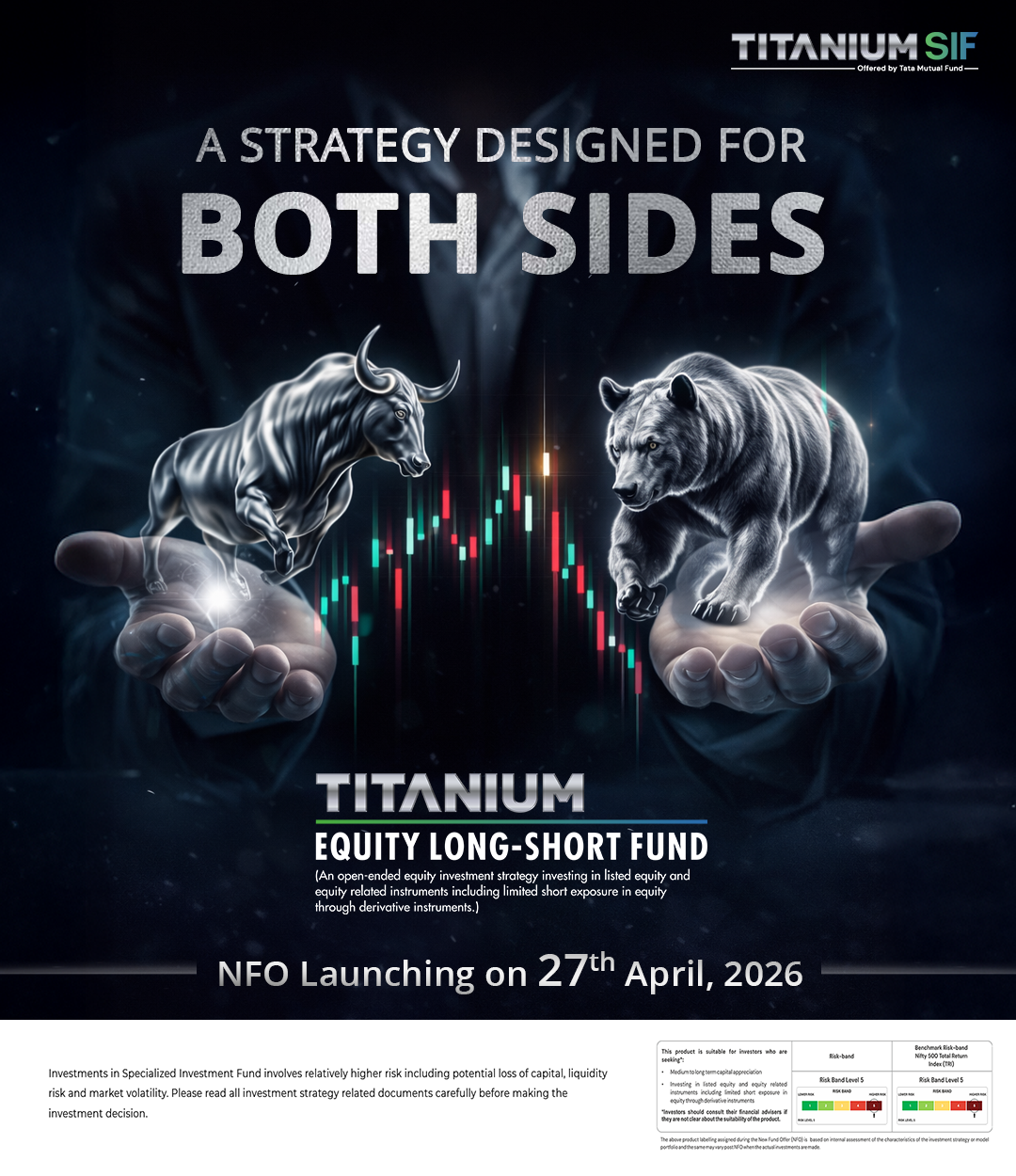 Teaser post - a bull and a bear held in two open hands above the line A strategy designed for both sides